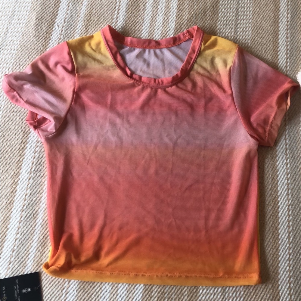 NWT SKATIE x ROCKY BARNES MESH BABY TEE LARGE “sunrise”